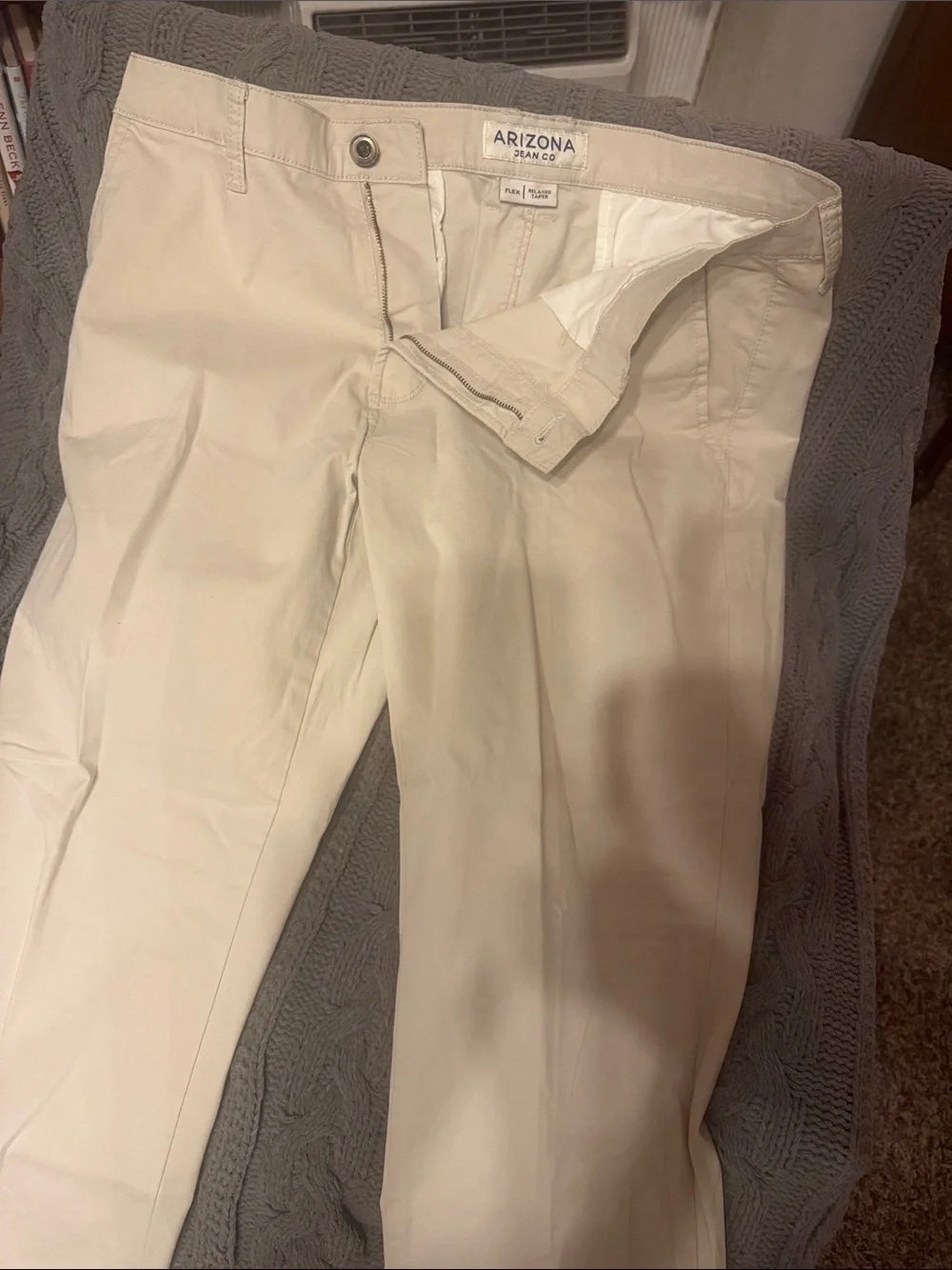 Arizona Jean Company Cream Slim Straight Chinos